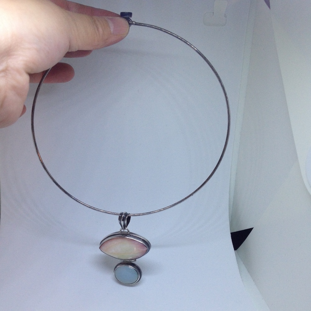 sterling silver necklace with larger natural stone